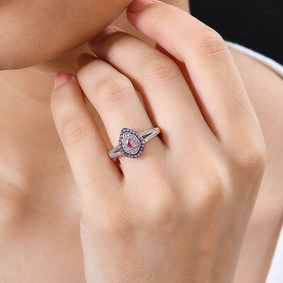 Premium Mahenge Spinel and Multi Gemstone Modern Glamour Ring in 18K Vermeil Rose Gold Over Sterling Silver (Size 6.0) 0.60 ctw image number 2
