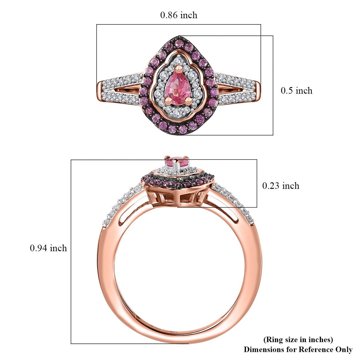 Premium Mahenge Spinel and Multi Gemstone Modern Glamour Ring in 18K Vermeil Rose Gold Over Sterling Silver (Size 8.0) 0.60 ctw image number 5