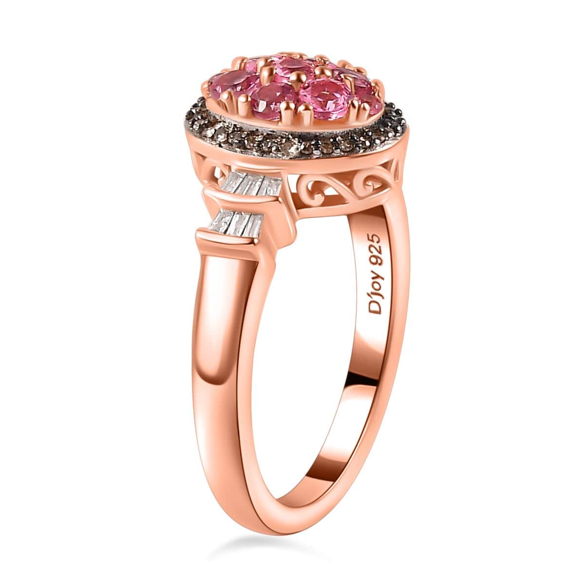 Premium Mahenge Spinel, Natural Champagne and White Diamond Modern Glamour Ring in 18K Vermeil Rose Gold Over Sterling Silver (Size 10.0) 0.80 ctw image number 3