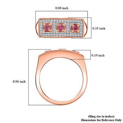 Premium Mahenge Spinel and White Zircon Art Deco Ring in 18K Vermeil Rose Gold Over Sterling Silver (Size 6.0) 0.60 ctw