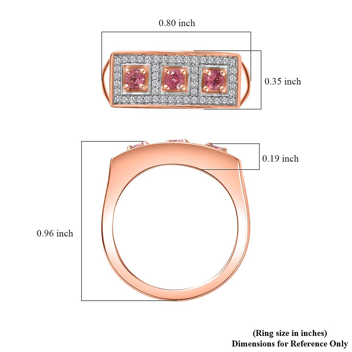 Premium Mahenge Spinel and White Zircon Art Deco Ring in 18K Vermeil Rose Gold Over Sterling Silver (Size 7.0) 0.60 ctw image number 5