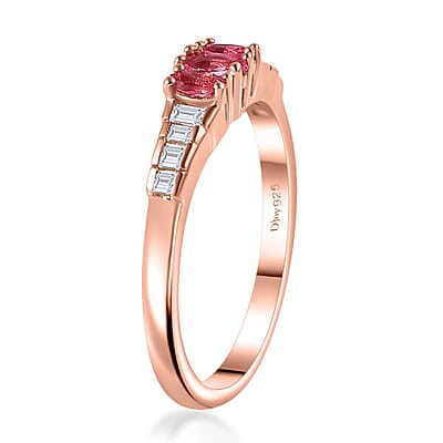 Premium Mahenge Spinel and White Zircon Timeless Elegance Ring in 18K Vermeil Rose Gold Over Sterling Silver (Size 10.0) 0.70 ctw
