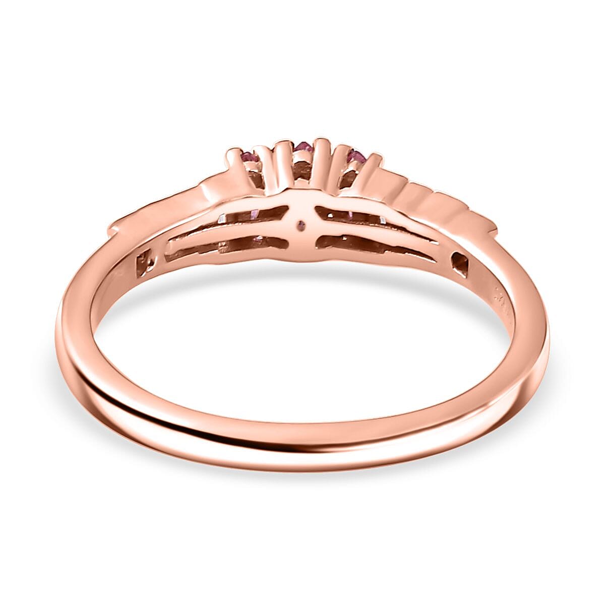 Premium Mahenge Spinel and White Zircon Timeless Elegance Ring in 18K Vermeil Rose Gold Over Sterling Silver (Size 10.0) 0.70 ctw