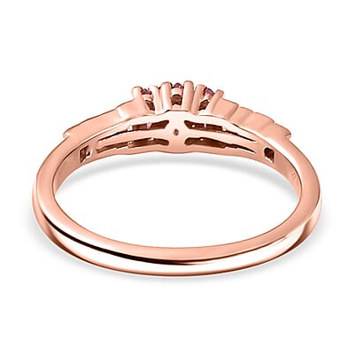 Premium Mahenge Spinel and White Zircon Timeless Elegance Ring in 18K Vermeil Rose Gold Over Sterling Silver (Size 10.0) 0.70 ctw