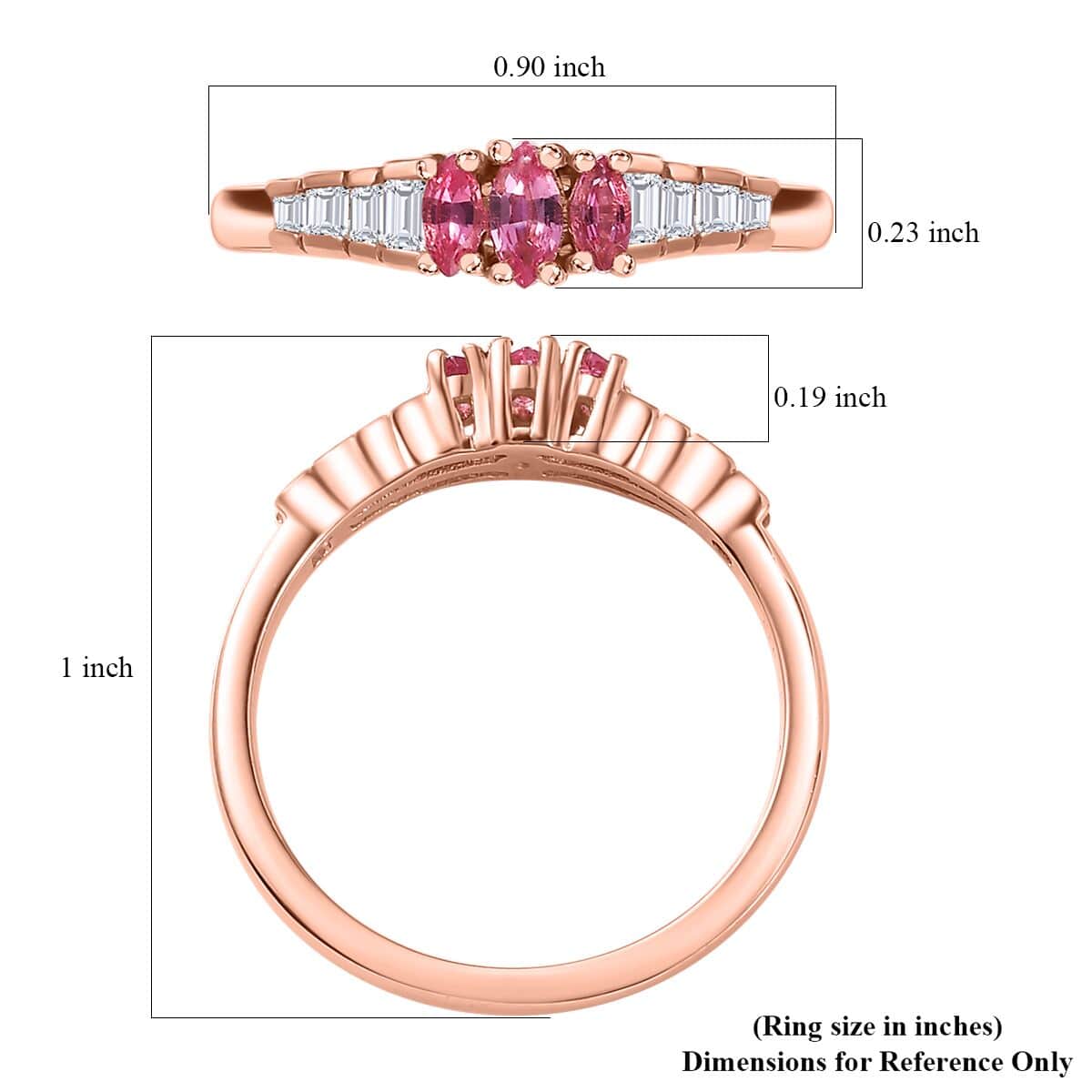 Premium Mahenge Spinel and White Zircon Timeless Elegance Ring in 18K Vermeil Rose Gold Over Sterling Silver (Size 10.0) 0.70 ctw image number 5