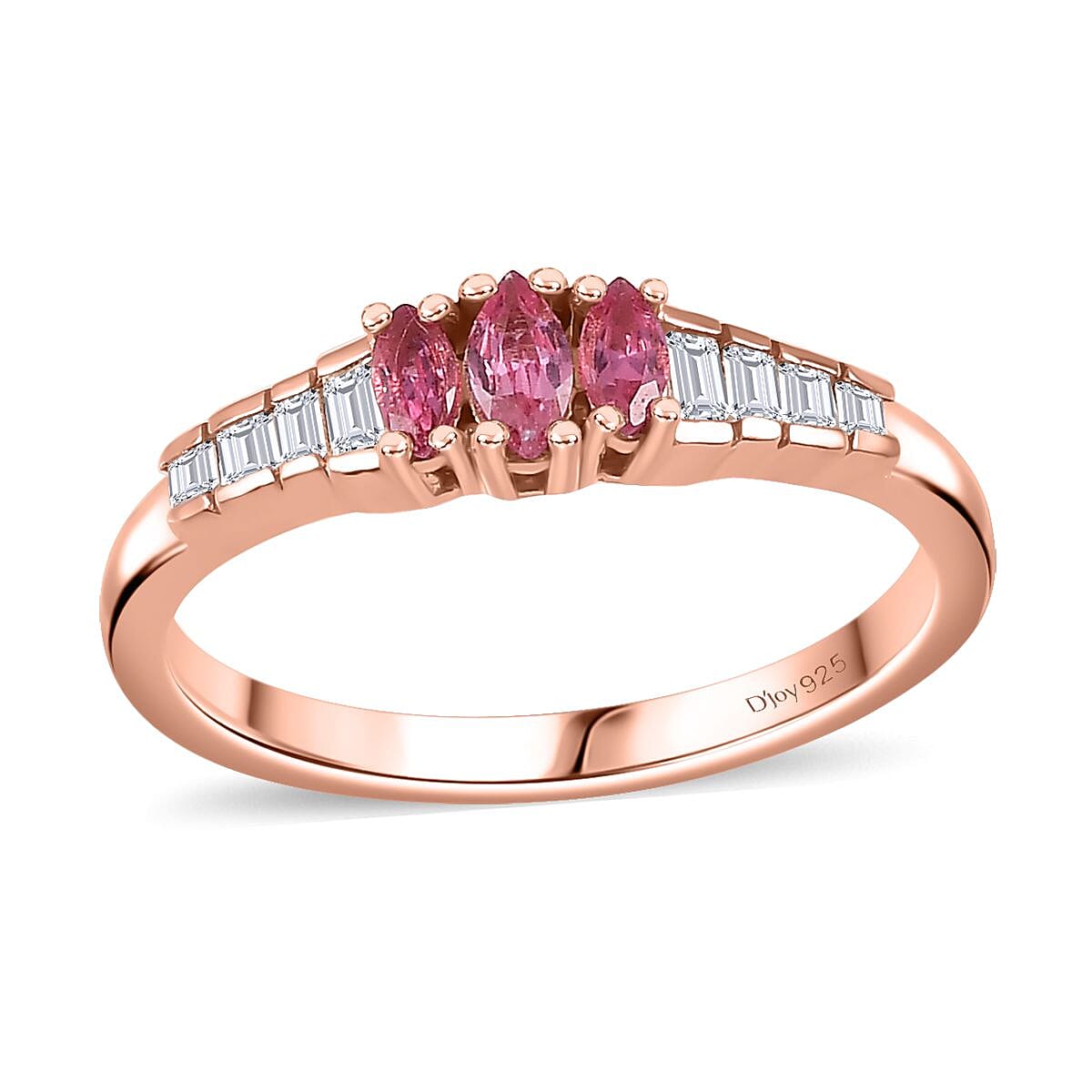 Premium Mahenge Spinel and White Zircon Timeless Elegance Ring in 18K Vermeil Rose Gold Over Sterling Silver (Size 9.0) 0.70 ctw image number 0