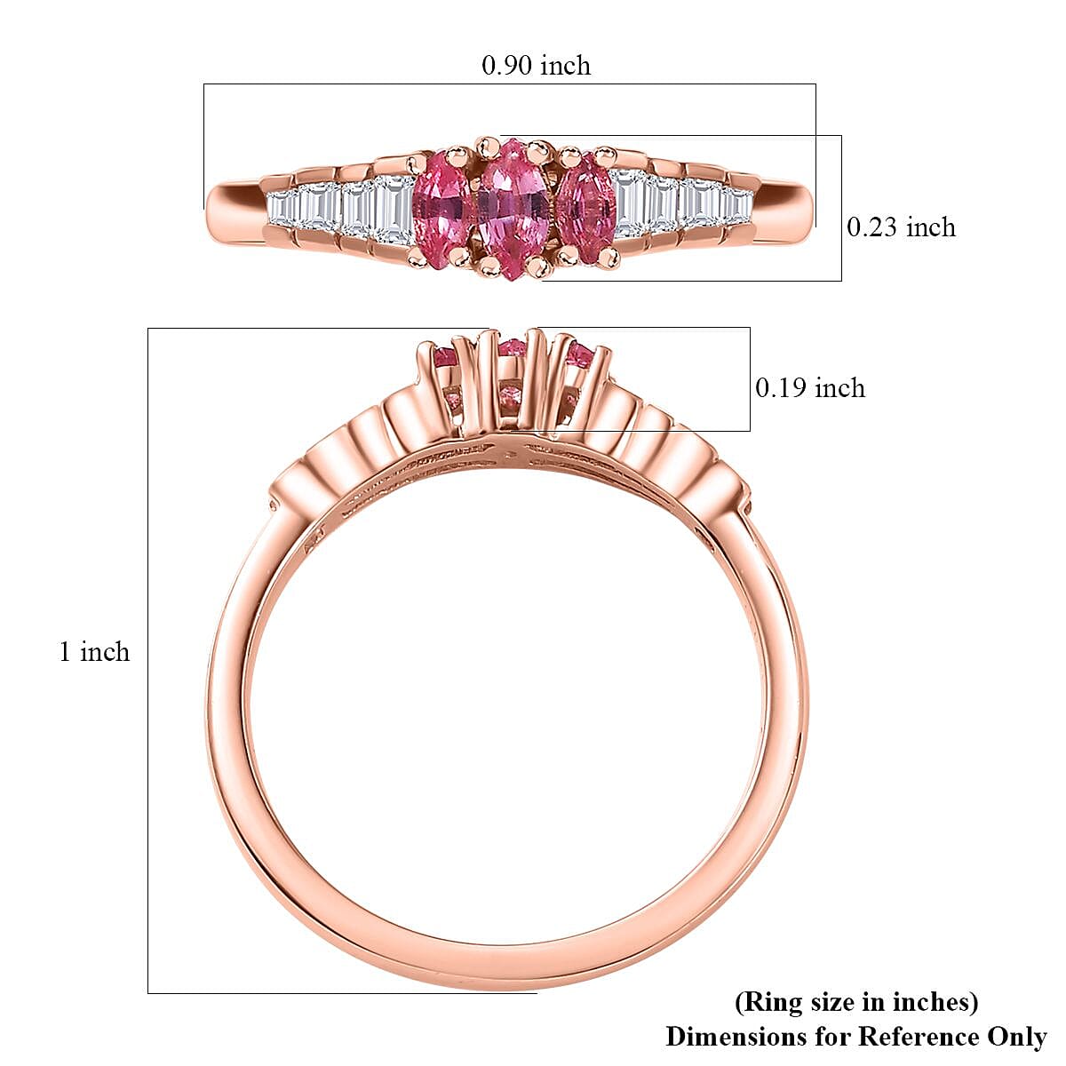 Premium Mahenge Spinel and White Zircon Timeless Elegance Ring in 18K Vermeil Rose Gold Over Sterling Silver (Size 9.0) 0.70 ctw image number 5