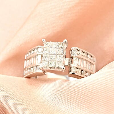 I3 Diamond 1.00 ctw Ring in 14K White Gold (Size 6.0) 5.15 Grams