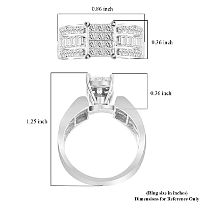 I3 Diamond 1.00 ctw Ring in 14K White Gold (Size 6.0) 5.15 Grams