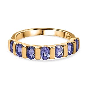 Tanzanite 1.28 ctw Band Ring in Vermeil Yellow Gold Over Sterling Silver (Size 11.5)