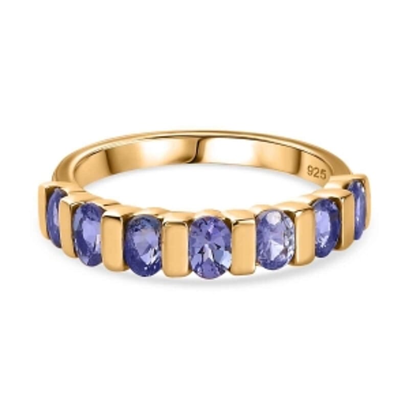 Tanzanite 1.28 ctw Band Ring in Vermeil Yellow Gold Over Sterling Silver (Size 11.5)