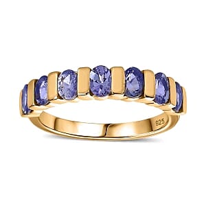 Tanzanite 1.28 ctw Band Ring in Vermeil Yellow Gold Over Sterling Silver (Size 11.5)