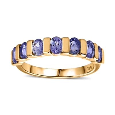 Tanzanite 1.28 ctw Band Ring in Vermeil Yellow Gold Over Sterling Silver (Size 11.5)