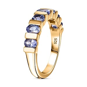 Tanzanite 1.28 ctw Band Ring in Vermeil Yellow Gold Over Sterling Silver (Size 11.5)