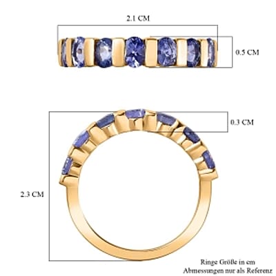 Tanzanite 1.28 ctw Band Ring in Vermeil Yellow Gold Over Sterling Silver (Size 11.5)
