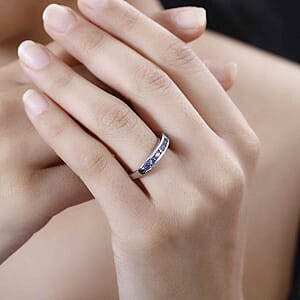Tanzanite 0.92 ctw Ring in Rhodium Over Sterling Silver (Size 9)