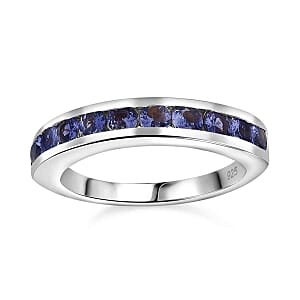 Tanzanite 0.92 ctw Ring in Rhodium Over Sterling Silver (Size 9)