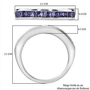 Tanzanite 0.92 ctw Ring in Rhodium Over Sterling Silver (Size 9)