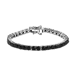 Thai Black Spinel Tennis Bracelet in Rhodium Over Sterling Silver (6.50 In) 11.70 ctw