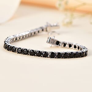 Thai Black Spinel Tennis Bracelet in Rhodium Over Sterling Silver (6.50 In) 11.70 ctw