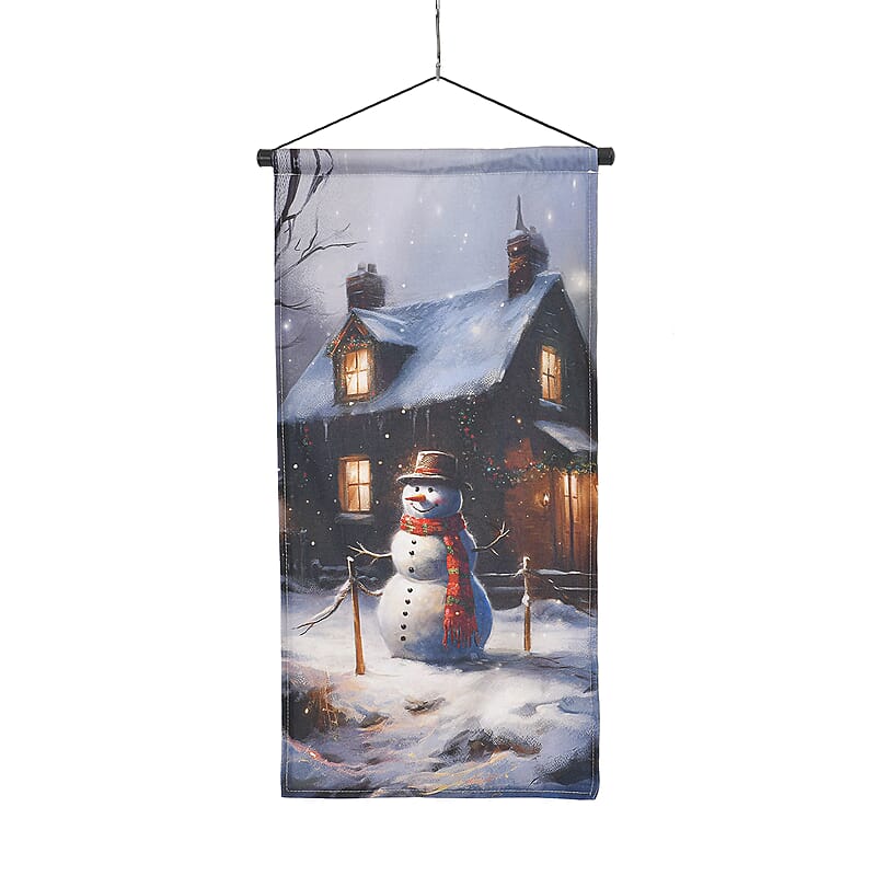 Hanging Snowman Illuminated by Lights Painting with LED