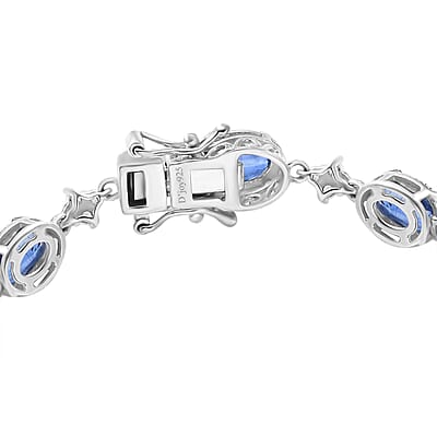 D'Joy Kashmir Kyanite and White Zircon 11.75 ctw Bracelet in Rhodium Over Sterling Silver (6.50 In)