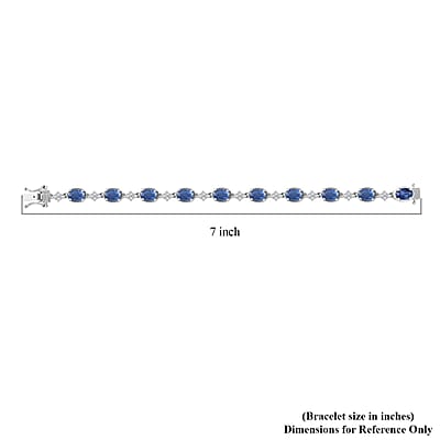 D'Joy Kashmir Kyanite and White Zircon 11.75 ctw Bracelet in Rhodium Over Sterling Silver (6.50 In)