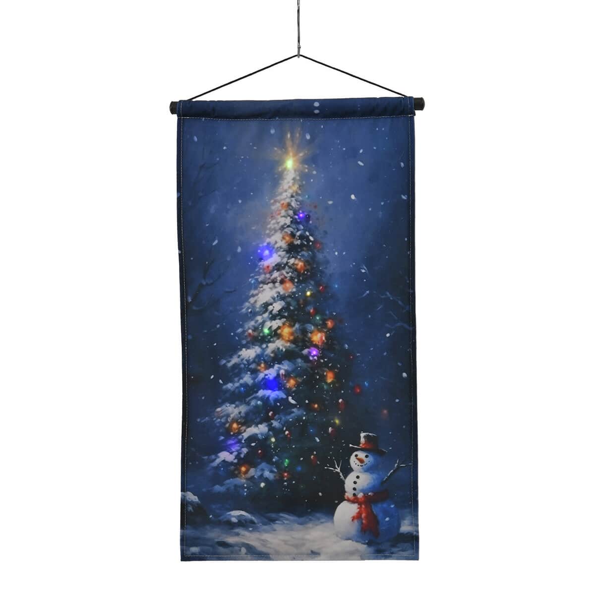 Doorbuster Hanging Christmas Tree with Snowman Painting with LED image number 1