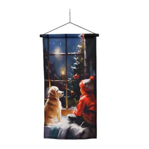 Hanging Kids and Dog Christmas Painting with LED