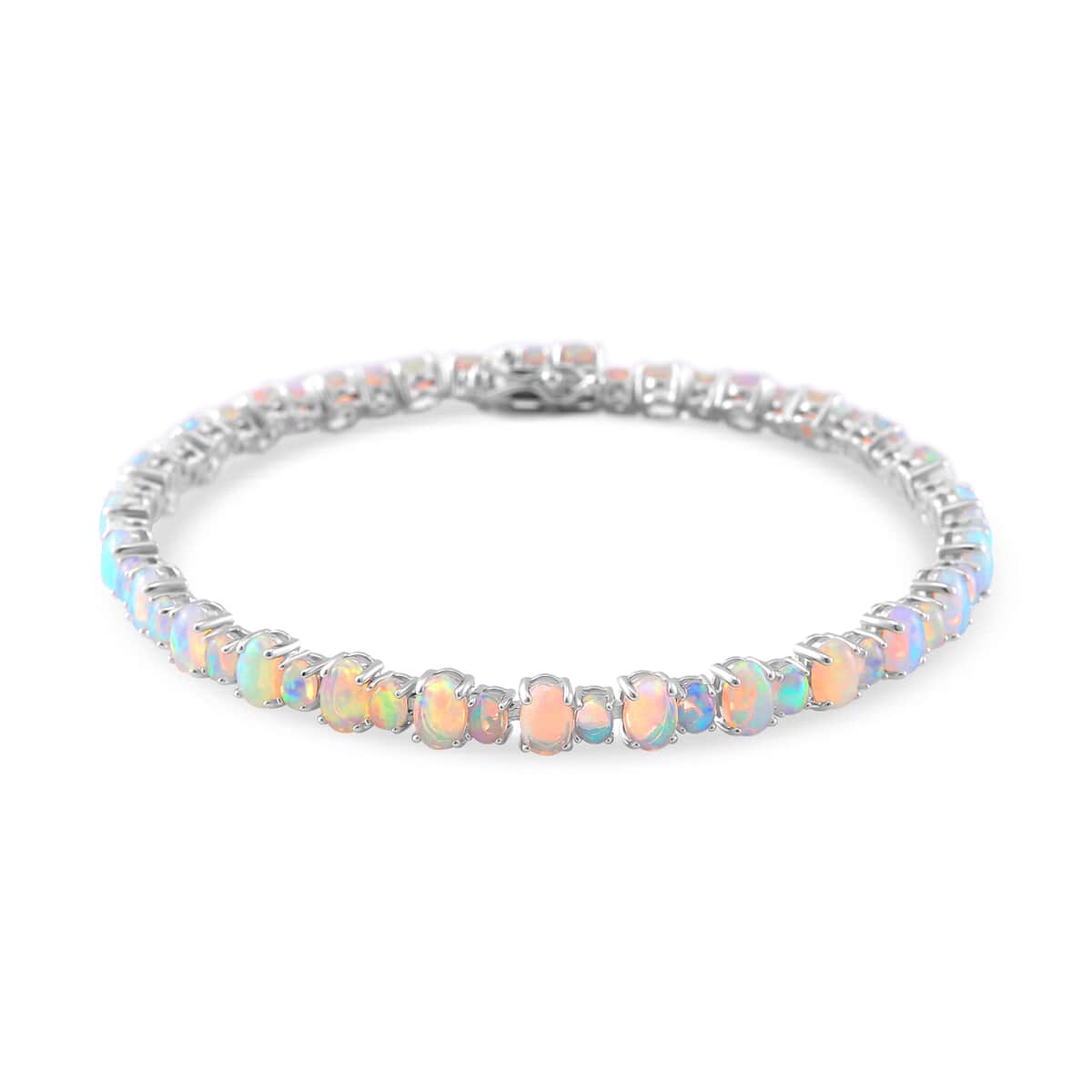 Ethiopian Welo Opal 8.90 ctw Tennis Bracelet in Rhodium Over Sterling Silve (6.50 In) image number 0