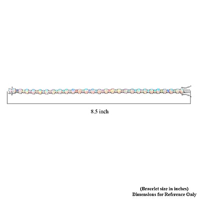Ethiopian Welo Opal 8.90 ctw Tennis Bracelet in Rhodium Over Sterling Silve (6.50 In) 
