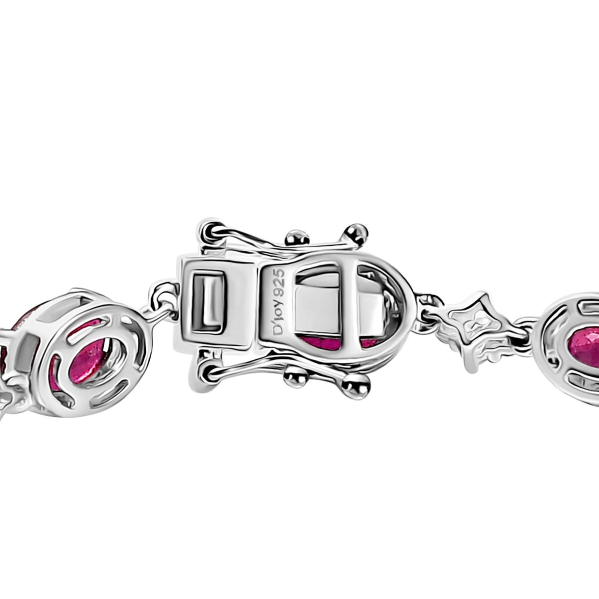 Niassa Ruby (FF) and White Zircon 16.60 ctw Bracelet in Rhodium Over Sterling Silver (7.25 In) image number 3
