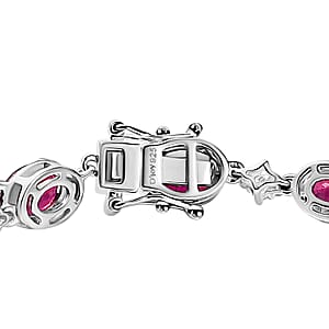 D'Joy Niassa Ruby (FF) and White Zircon 16.60 ctw Bracelet in Rhodium Over Sterling Silver (7.25 In)