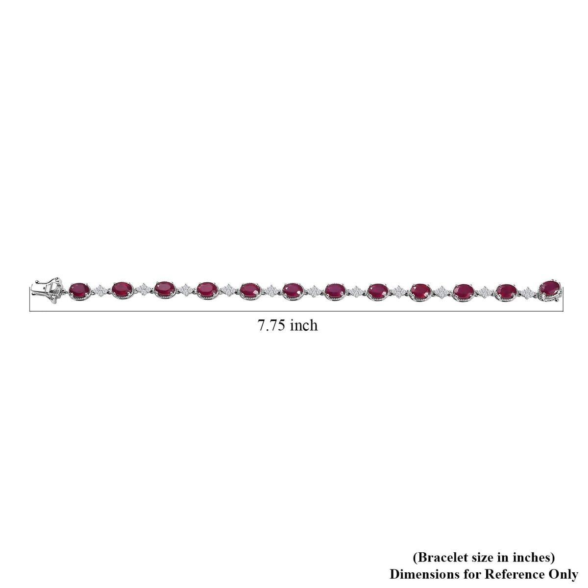 Niassa Ruby (FF) and White Zircon 16.60 ctw Bracelet in Rhodium Over Sterling Silver (7.25 In) image number 4