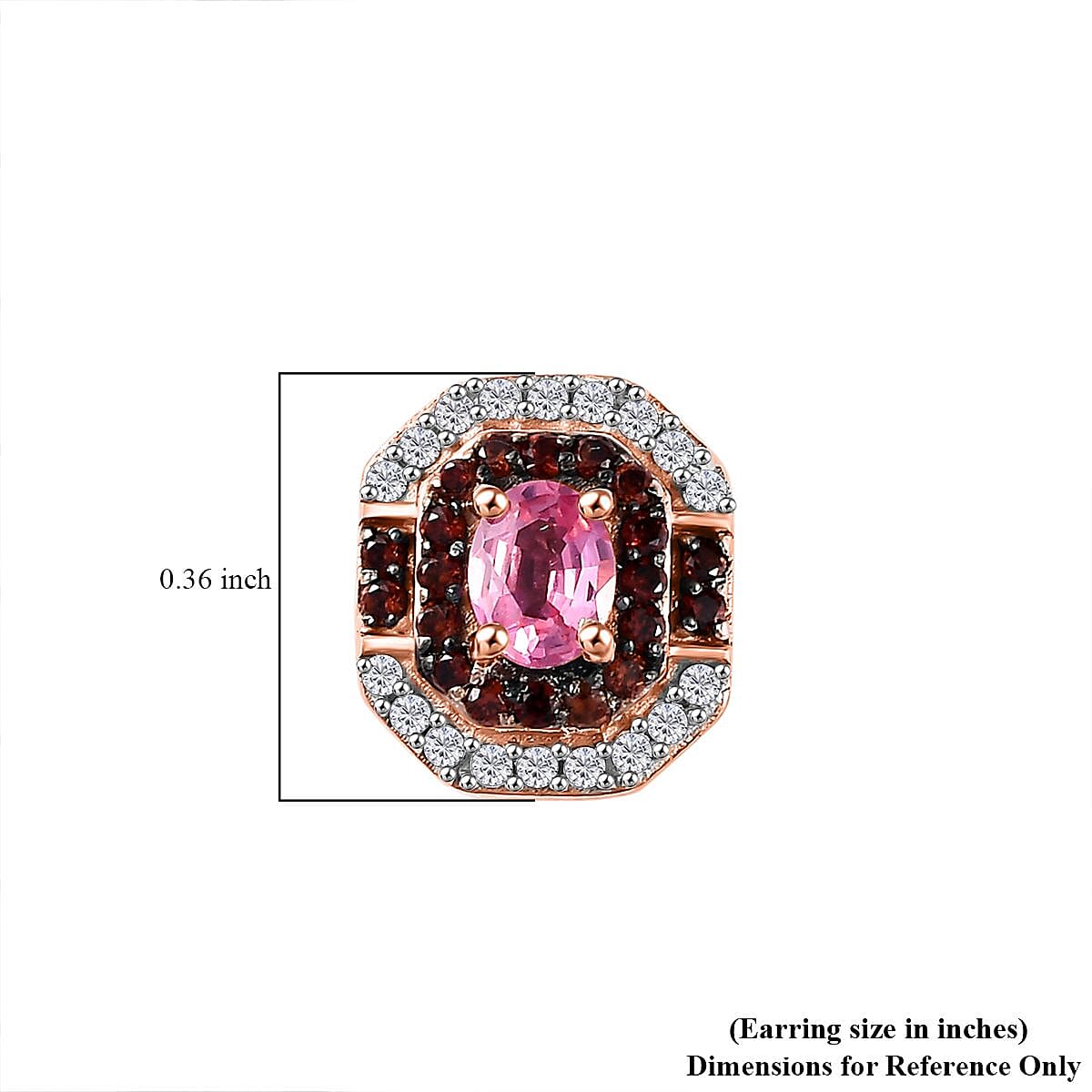 Premium Mahenge Spinel, Brown and White Zircon Art Deco Earrings in 18K Vermeil Rose Gold Over Sterling Silver 0.80 ctw
