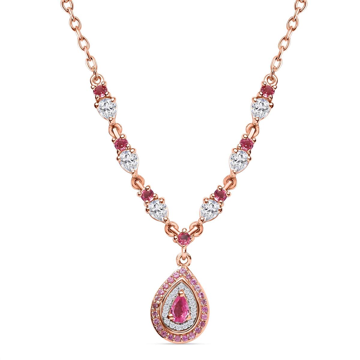 Premium Mahenge Spinel and Multi Gemstone Timeless Elegance Necklace 18-20 Inches in 18K Vermeil Rose Gold Over Sterling Silver 2.25 ctw image number 0