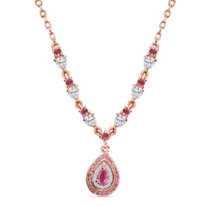 Premium Mahenge Spinel and Multi Gemstone Timeless Elegance Necklace 18-20 Inches in 18K Vermeil Rose Gold Over Sterling Silver 2.25 ctw