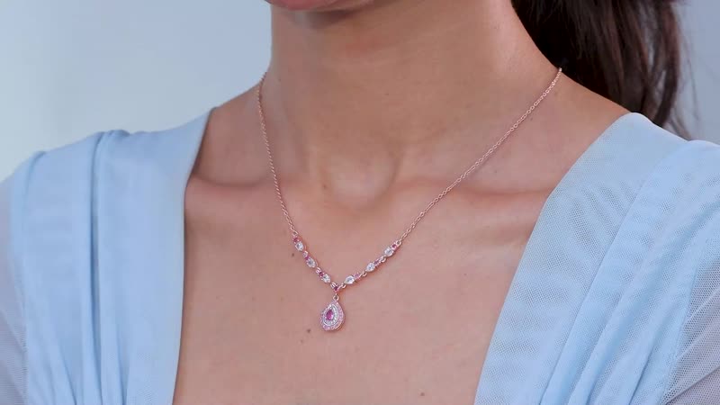 D'Joy Premium Mahenge Spinel and Multi Gemstone Timeless Elegance Necklace 18-20 Inches in 18K Vermeil Rose Gold Over Sterling Silver 2.25 ctw