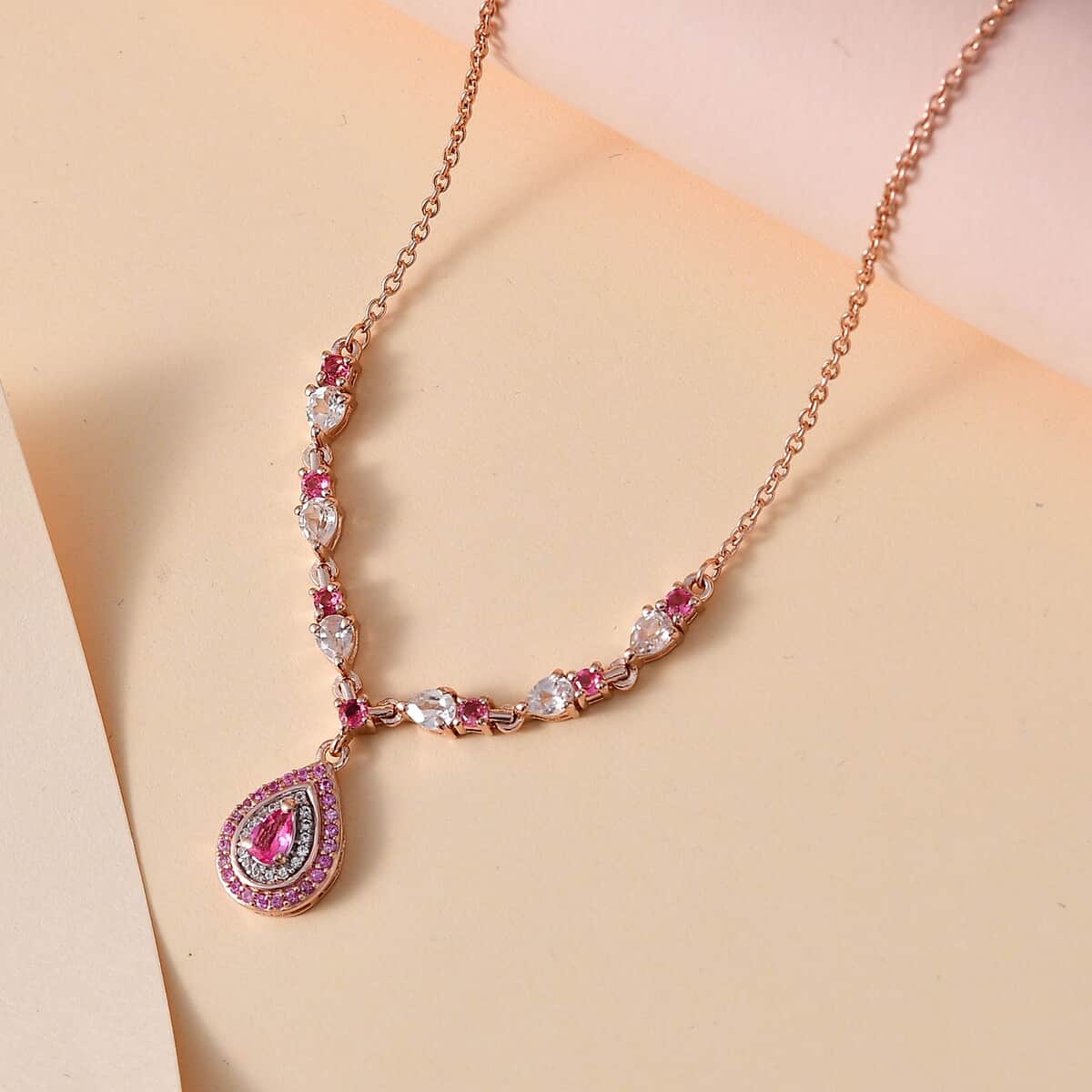 Premium Mahenge Spinel and Multi Gemstone Timeless Elegance Necklace 18-20 Inches in 18K Vermeil Rose Gold Over Sterling Silver 2.25 ctw image number 1