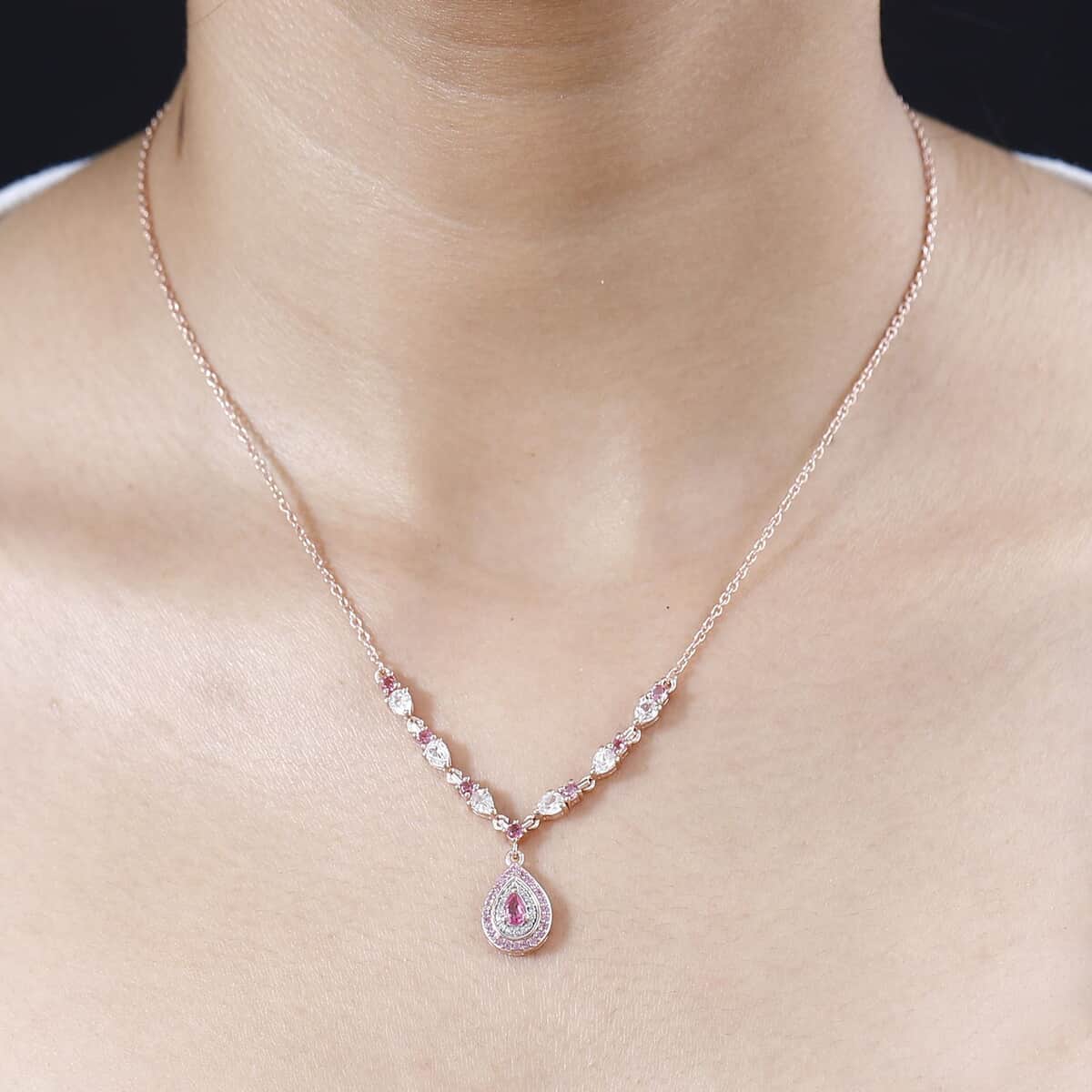 Premium Mahenge Spinel and Multi Gemstone Timeless Elegance Necklace 18-20 Inches in 18K Vermeil Rose Gold Over Sterling Silver 2.25 ctw image number 2