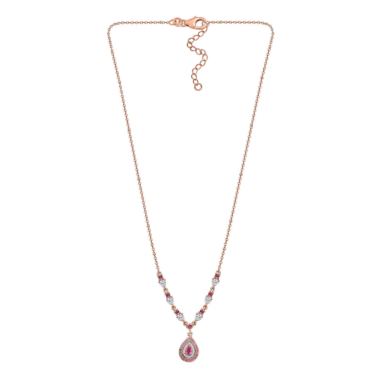 D'Joy Premium Mahenge Spinel and Multi Gemstone Timeless Elegance Necklace 18-20 Inches in 18K Vermeil Rose Gold Over Sterling Silver 2.25 ctw