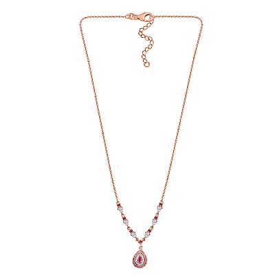 D'Joy Premium Mahenge Spinel and Multi Gemstone Timeless Elegance Necklace 18-20 Inches in 18K Vermeil Rose Gold Over Sterling Silver 2.25 ctw