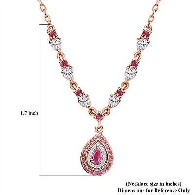 D'Joy Premium Mahenge Spinel and Multi Gemstone Timeless Elegance Necklace 18-20 Inches in 18K Vermeil Rose Gold Over Sterling Silver 2.25 ctw