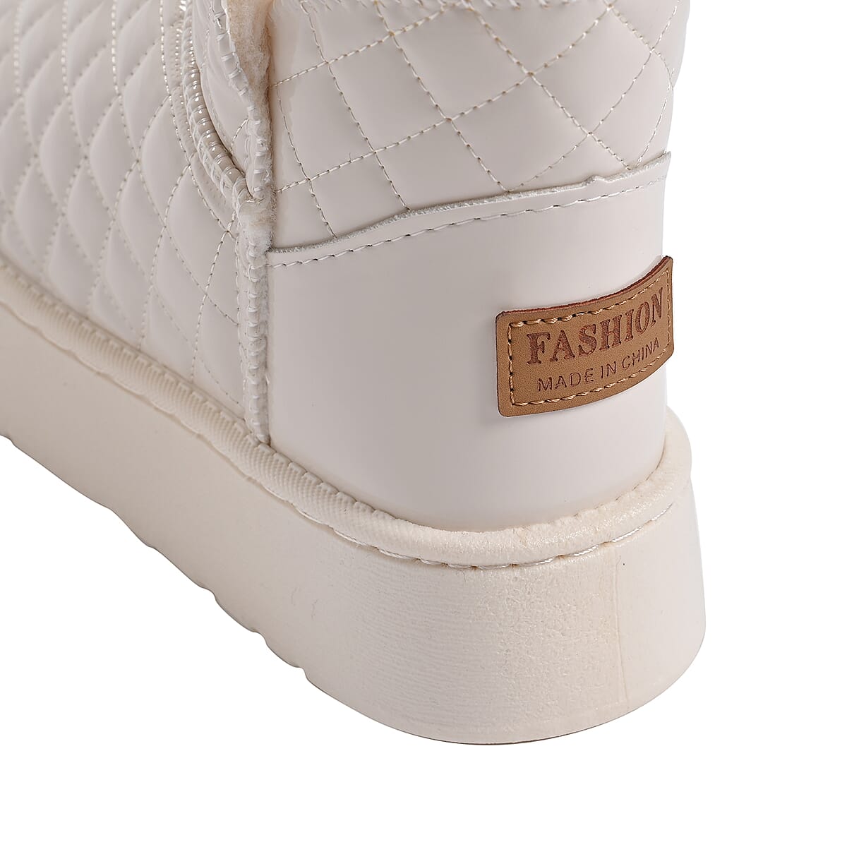 Cream Women's Sparkle Quilted Faux Leather Fur Lined Boots - Size 8 image number 4