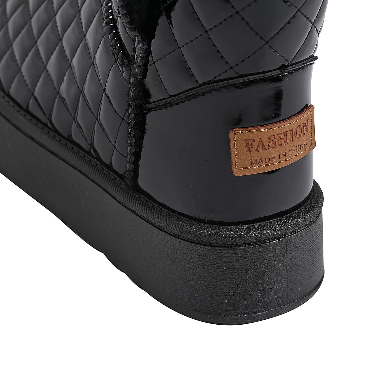 Black Women's Sparkle Quilted Faux Leather Fur Lined Boots - Size 8 image number 4