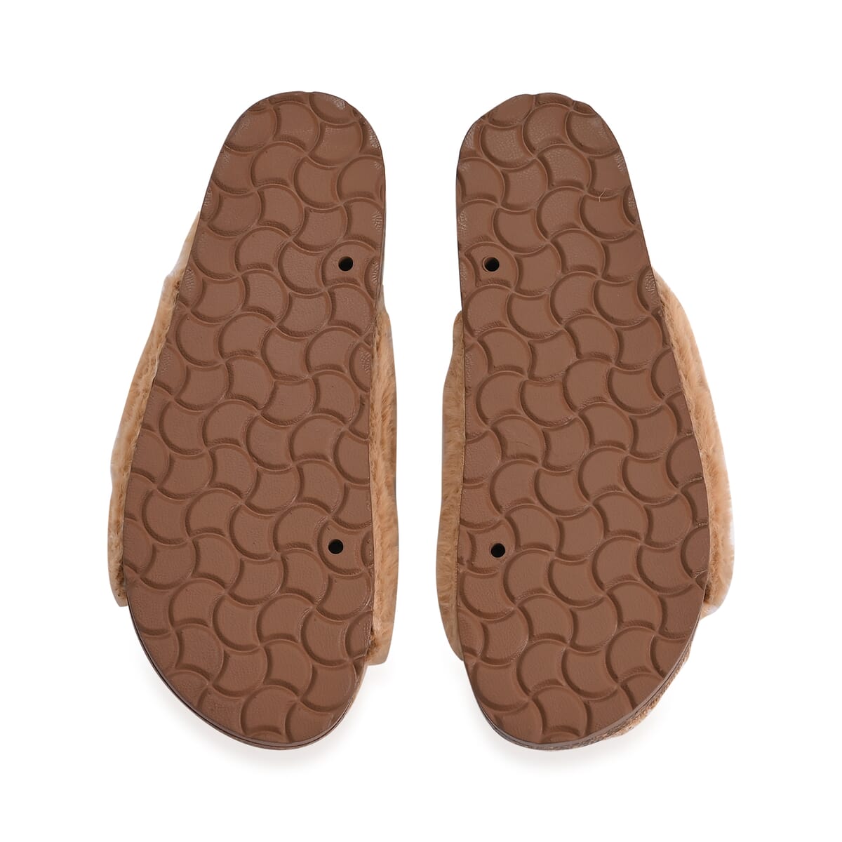 Tan Women's Fur Buckle Sandal - (Size 8-8.5) image number 3