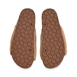 Tan Women's Fur Buckle Sandal - (Size 8-8.5)