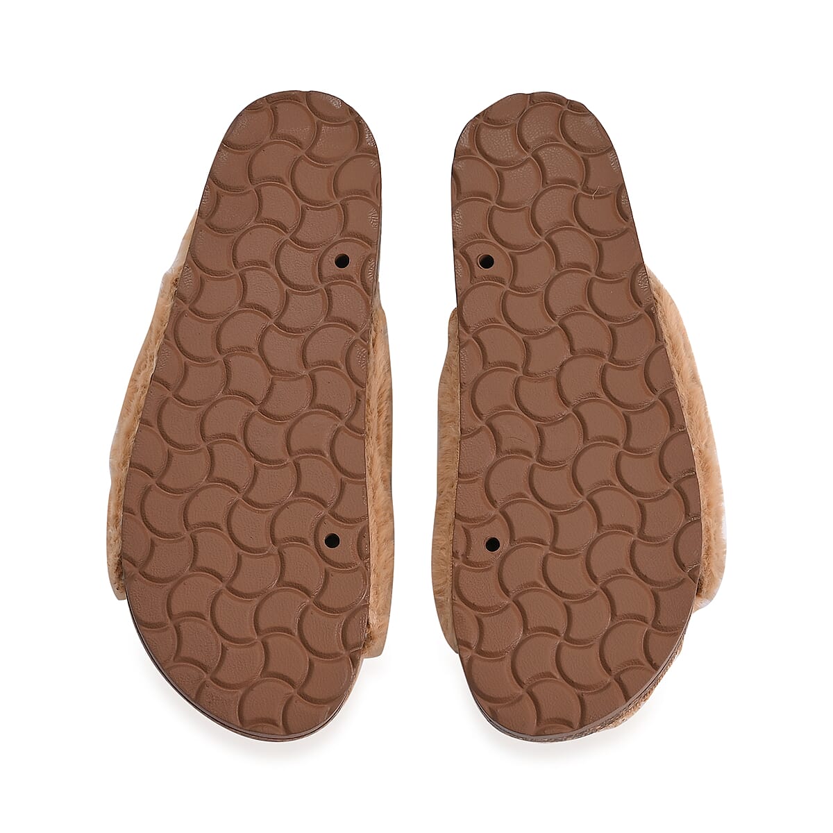 Tan Women's Fur Buckle Sandal - (Size 9-9.5) image number 3