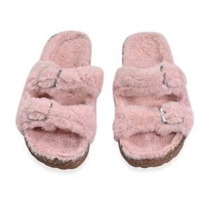 Pink Women's Fur Buckle Sandal - (Size 7-7.5)