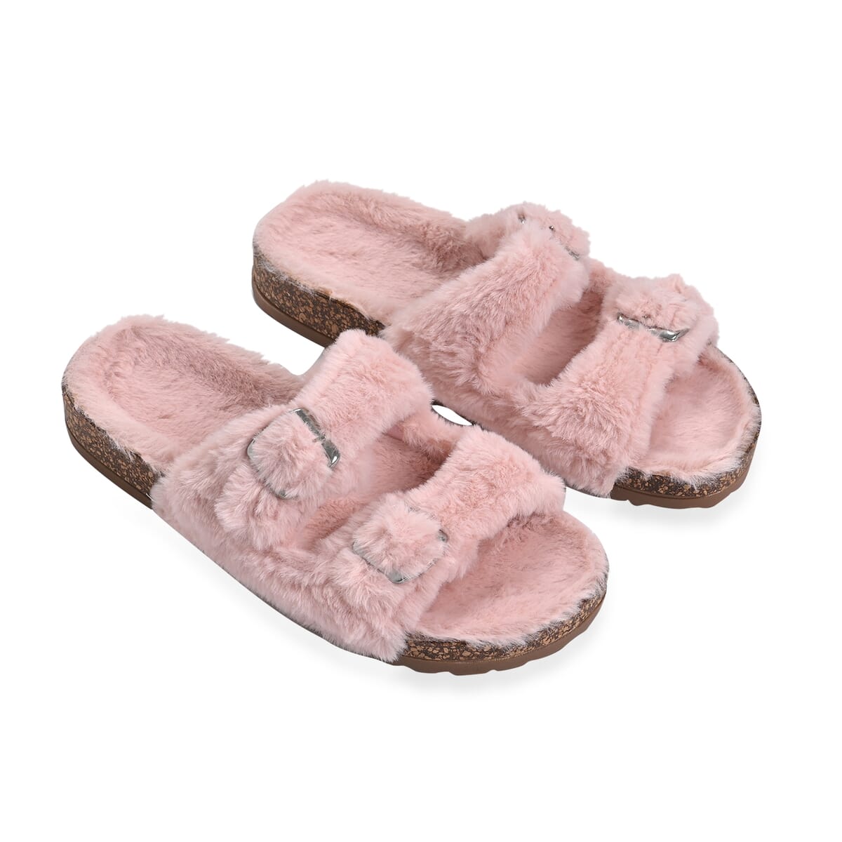 Pink Women's Fur Buckle Sandal - (Size 7-7.5) image number 1